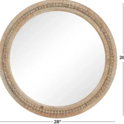 Round Distressed Beaded Wall Mirror, 28 In.-Kirkland's Home Fashion