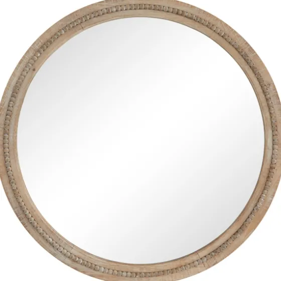Round Distressed Beaded Wall Mirror, 44 In.-Kirkland's Home Clearance