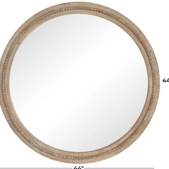 Round Distressed Beaded Wall Mirror, 44 In.-Kirkland's Home Clearance