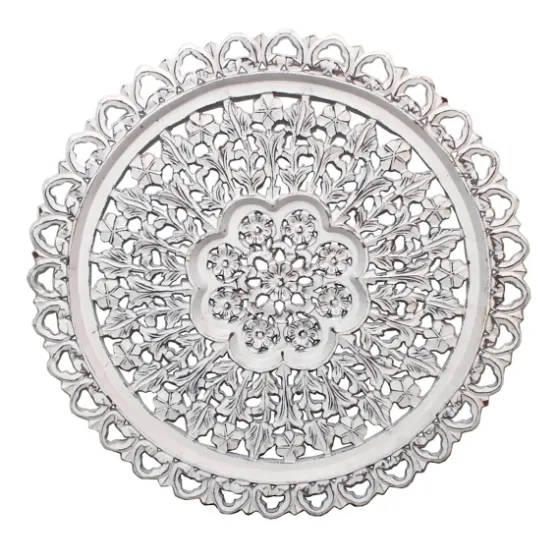 Round Distressed Wood Carved Wall Plaque-Kirkland's Home Clearance