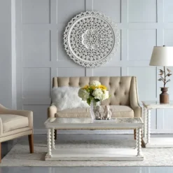 Round Distressed Wood Carved Wall Plaque-Kirkland's Home Clearance