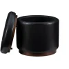Round Faux Leather Storage Ottoman-Kirkland's Home Cheap
