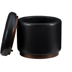 Round Faux Leather Storage Ottoman-Kirkland's Home Cheap