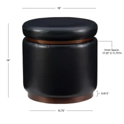 Round Faux Leather Storage Ottoman-Kirkland's Home Cheap