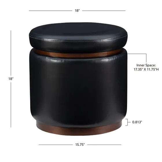 Round Faux Leather Storage Ottoman-Kirkland's Home Cheap