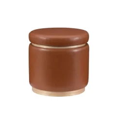 Round Faux Leather Storage Ottoman-Kirkland's Home Best