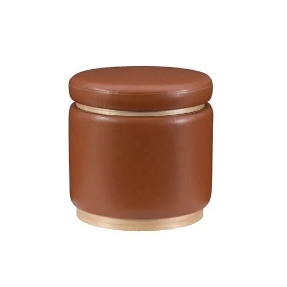 Round Faux Leather Storage Ottoman-Kirkland's Home Best