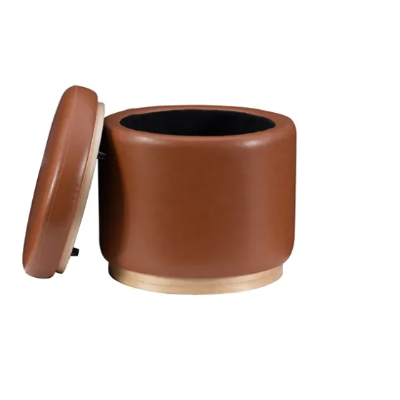 Round Faux Leather Storage Ottoman-Kirkland's Home Best
