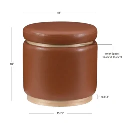 Round Faux Leather Storage Ottoman-Kirkland's Home Best