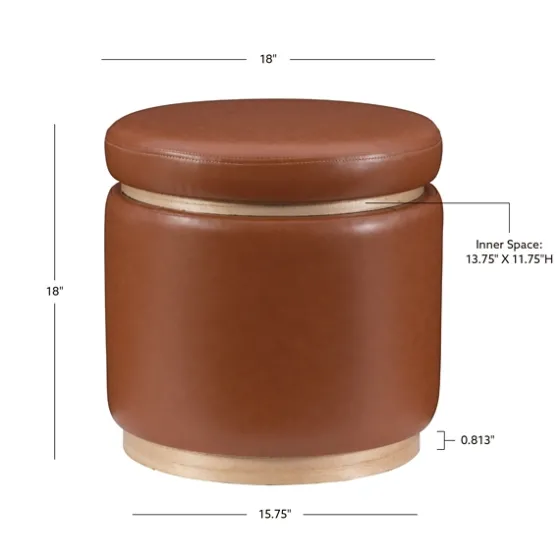 Round Faux Leather Storage Ottoman-Kirkland's Home Best
