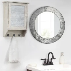 Round Galvanized Wall Mirror, 22 In.-Kirkland's Home Clearance