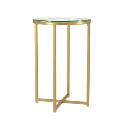 Round Gold Metal And Glass Side Table-Kirkland's Home Shop