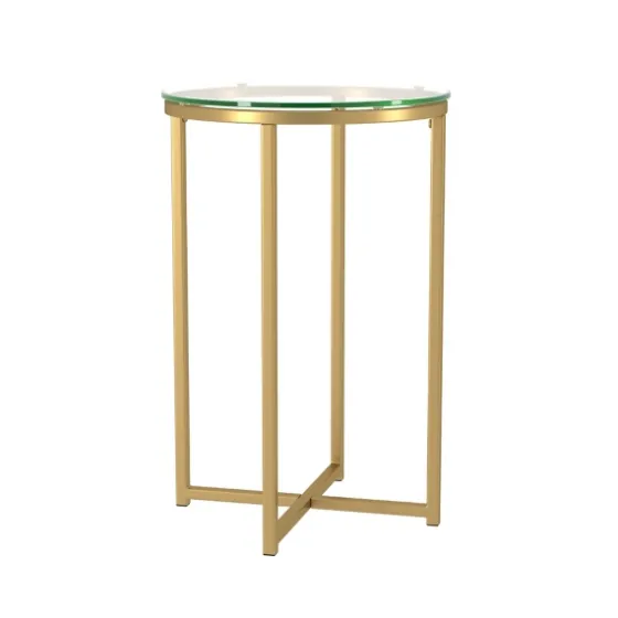 Round Gold Metal And Glass Side Table-Kirkland's Home Shop