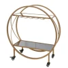 Round Gold Mirrored Shelves Bar Cart-Kirkland's Home Clearance