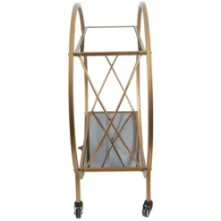Round Gold Mirrored Shelves Bar Cart-Kirkland's Home Clearance