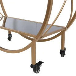 Round Gold Mirrored Shelves Bar Cart-Kirkland's Home Clearance