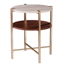 Round Gold 2-Tier Accent Table-Kirkland's Home Outlet
