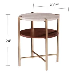 Round Gold 2-Tier Accent Table-Kirkland's Home Outlet