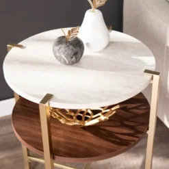 Round Gold 2-Tier Accent Table-Kirkland's Home Outlet