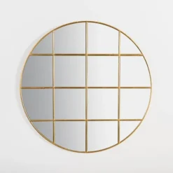 Round Gold Windowpane Wall Mirror-Kirkland's Home Online