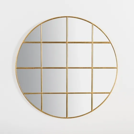 Round Gold Windowpane Wall Mirror-Kirkland's Home Online