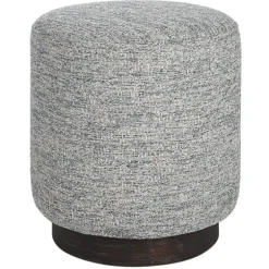 Round Gray & Blue Upholstered Ottoman-Kirkland's Home Sale