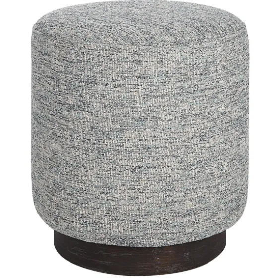 Round Gray & Blue Upholstered Ottoman-Kirkland's Home Sale