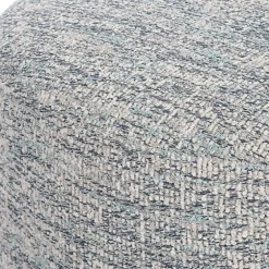 Round Gray & Blue Upholstered Ottoman-Kirkland's Home Sale
