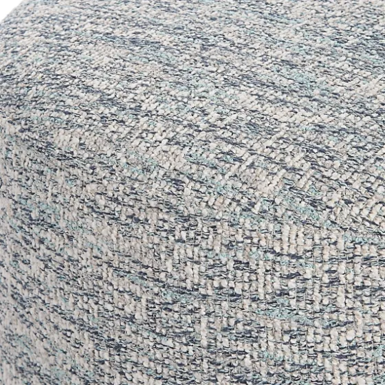 Round Gray & Blue Upholstered Ottoman-Kirkland's Home Sale