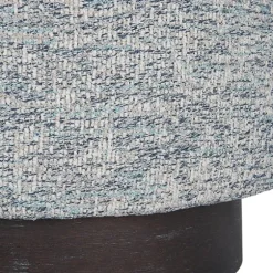 Round Gray & Blue Upholstered Ottoman-Kirkland's Home Sale
