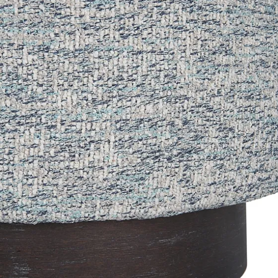 Round Gray & Blue Upholstered Ottoman-Kirkland's Home Sale