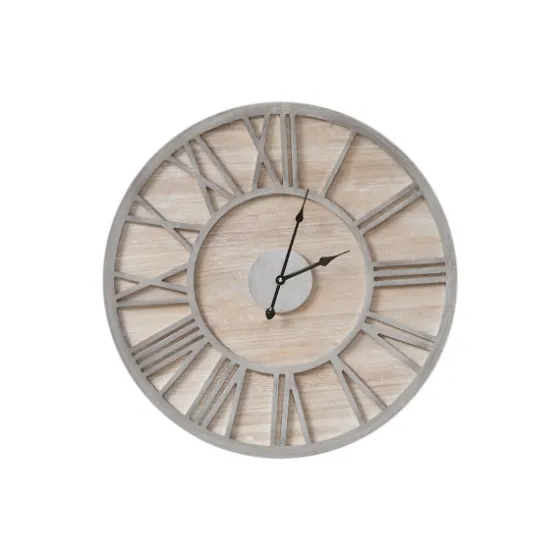 Round Gray And Natural Wooden Wall Clock-Kirkland's Home Shop