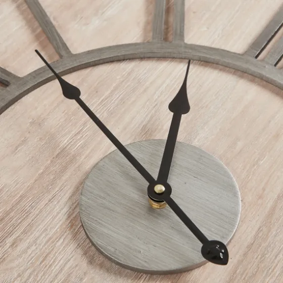 Round Gray And Natural Wooden Wall Clock-Kirkland's Home Shop