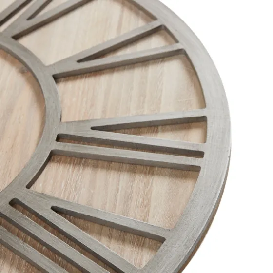 Round Gray And Natural Wooden Wall Clock-Kirkland's Home Shop
