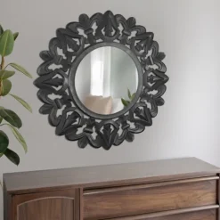 Round Hand Carved Mandala Medallion Mirror-Kirkland's Home Cheap