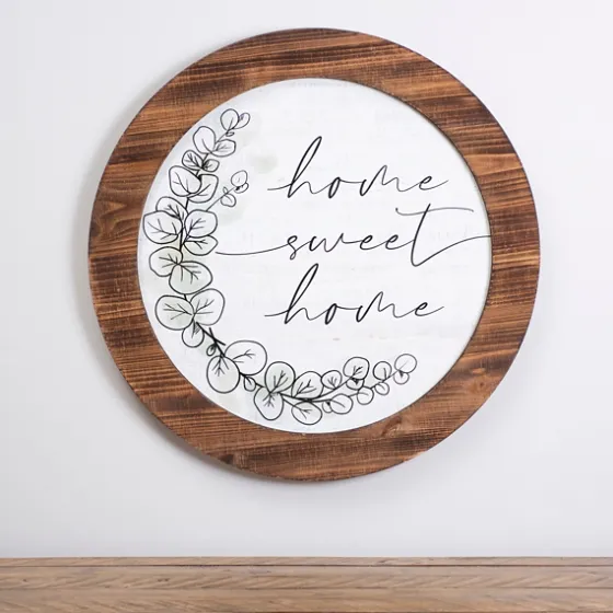 Round Home Sweet Home Greenery Wall Plaque-Kirkland's Home New