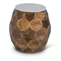 Round Honeycomb Marble Top Accent Table-Kirkland's Home Online