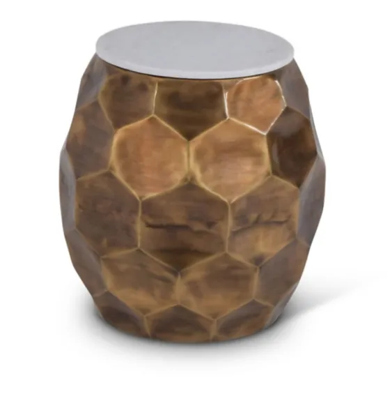 Round Honeycomb Marble Top Accent Table-Kirkland's Home Online