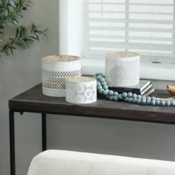 Round Intricate Laser Cut Boxes, Set Of 3-Kirkland's Home Clearance