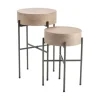 Round Light Wood And Metal Accent Tables, Set Of 2-Kirkland's Home Sale