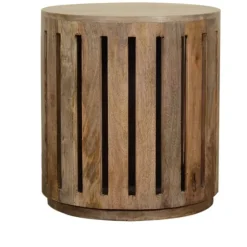 Round Mango Wood Drum Accent Table-Kirkland's Home Hot