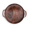 Round Mango Wood Tray With Leather Handles-Kirkland's Home Online