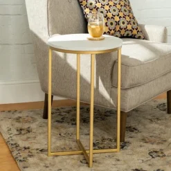 Round Marble And Gold Accent Table-Kirkland's Home Clearance