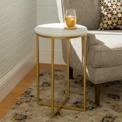Round Marble And Gold Accent Table-Kirkland's Home Clearance