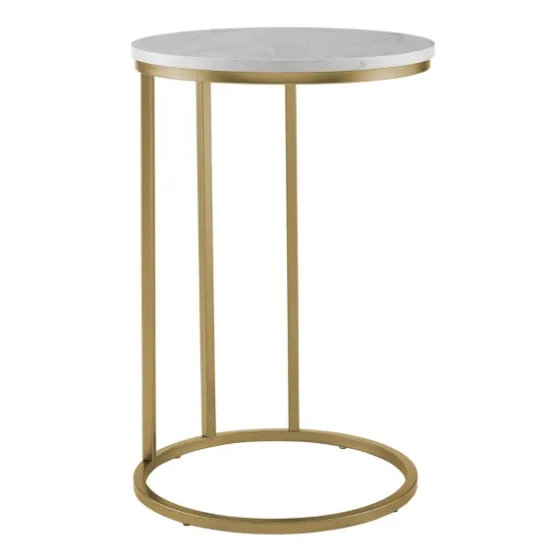 Round Marble And Gold C-Table-Kirkland's Home Cheap