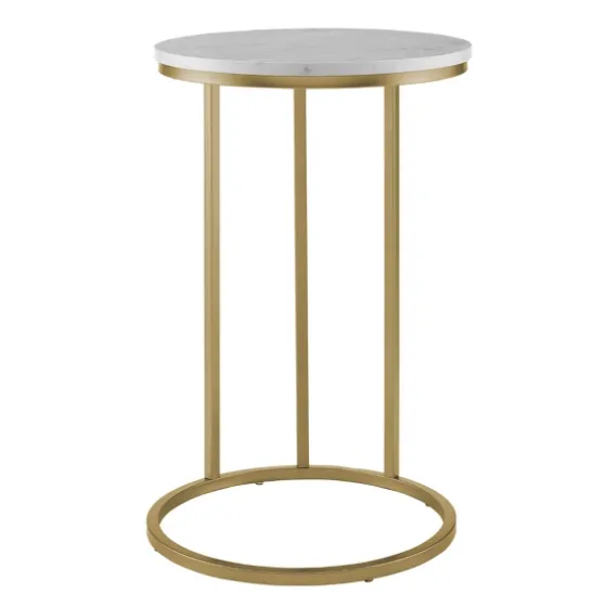 Round Marble And Gold C-Table-Kirkland's Home Cheap