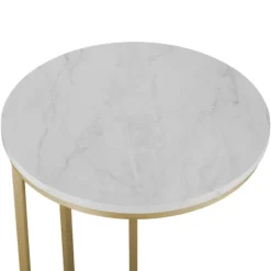 Round Marble And Gold C-Table-Kirkland's Home Cheap