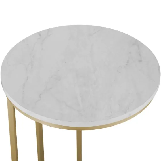 Round Marble And Gold C-Table-Kirkland's Home Cheap