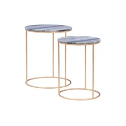 Round Marble Nesting 2-Pc. Accent Table Set-Kirkland's Home Fashion