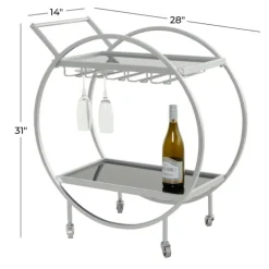 Round Metal And Glass 2-Ter Bar Cart-Kirkland's Home Sale